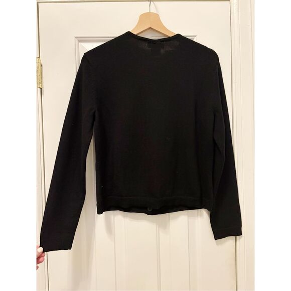 Talbots 100% Merino Wool Cardigan Sweater Black Size M Petite rhinestone Buttons - Picture 3 of 6